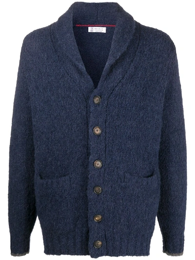 Shop Brunello Cucinelli Shawl-collar Cardigan In Blue