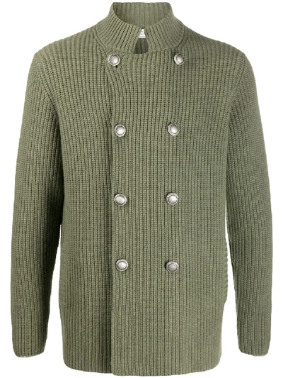 Shop Brunello Cucinelli Double-breasted Knitted Cardigan In Green