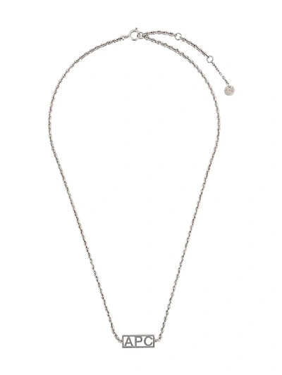 Shop Apc Logo Pendant Necklace In Silver