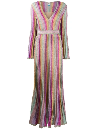 Shop M Missoni Plissé Striped Maxi Dress In Pink