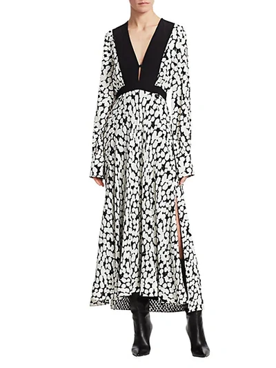 Shop Proenza Schouler Crepe De Chine Dotted Maxi Dress In White Black