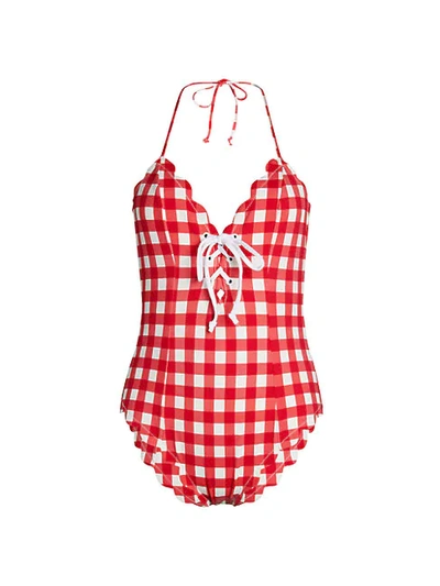 Shop Marysia Broadway Halter Maillot In Cherry