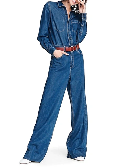 Shop Rag & Bone All In One Denim Jumpsuit In Willow