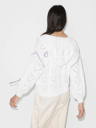 Shop Loveshackfancy Meara Knitted Heart Hoodie In White