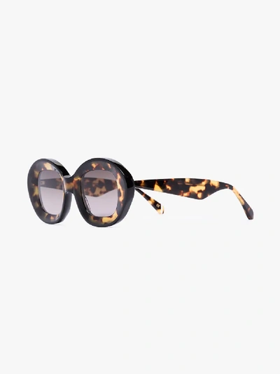 Shop Kaleos Brown Arcos Tortoiseshell Oversized Sunglasses