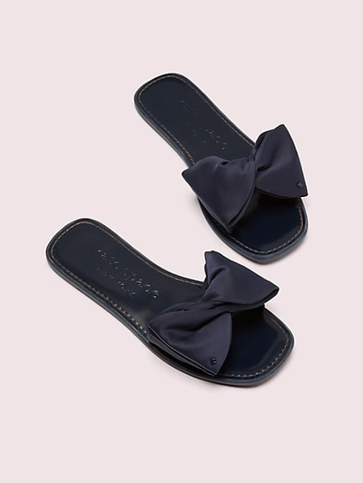 Shop Kate Spade Bikini Bow Slide Sandals In Blazer Blue