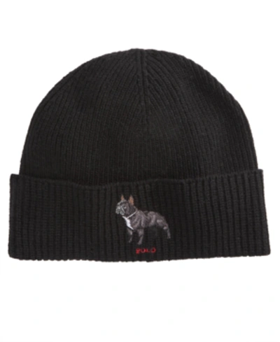 Shop Polo Ralph Lauren Men's French Bulldog Cold Weather Cuff Hat In Black