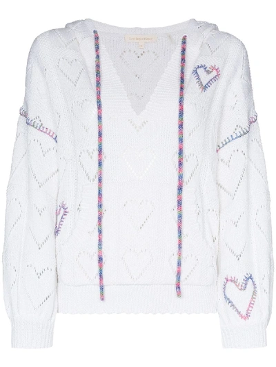 Shop Loveshackfancy Meara Open-knit Heart-motif Hoodie In White