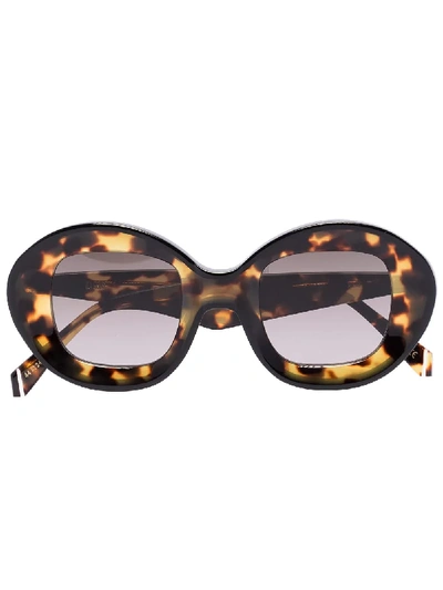 Shop Kaleos Arcos Round-frame Tortoiseshell Sunglasses In Brown