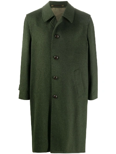 Pre-owned A.n.g.e.l.o. Vintage Cult 1980s Buttoned Knee-length Coat In Green