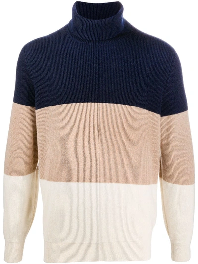 Shop Brunello Cucinelli Panelled Cashmere Jumper In Neutrals