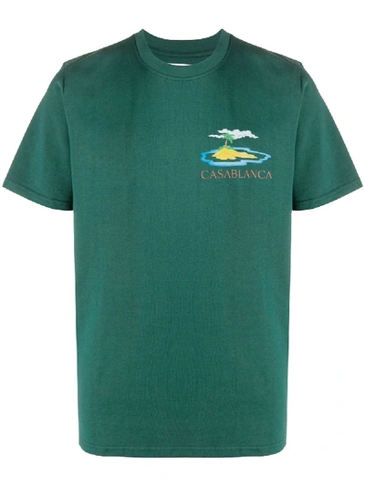 Shop Casablanca T-shirt Mit Logo-print In Green
