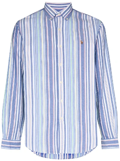 Shop Polo Ralph Lauren Stripe-pattern Oxford Shirt In Blue