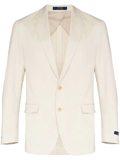 Shop Polo Ralph Lauren Single-breasted Blazer Jacket In Neutrals