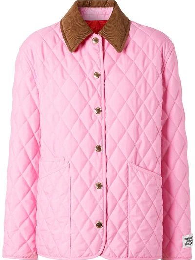 Shop Burberry Diamond Quilted Jacket In Pink