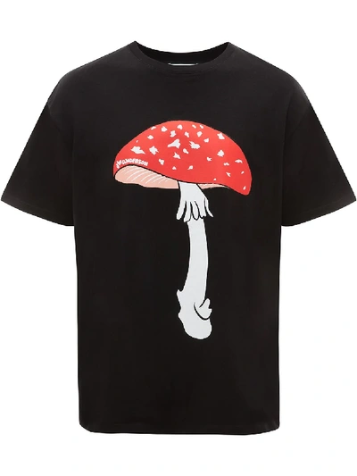 Shop Jw Anderson Mushroom-print Cotton T-shirt In Black