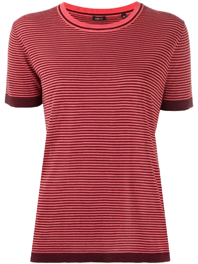 Shop Aspesi Short Sleeved Striped Knitted Top In Pink