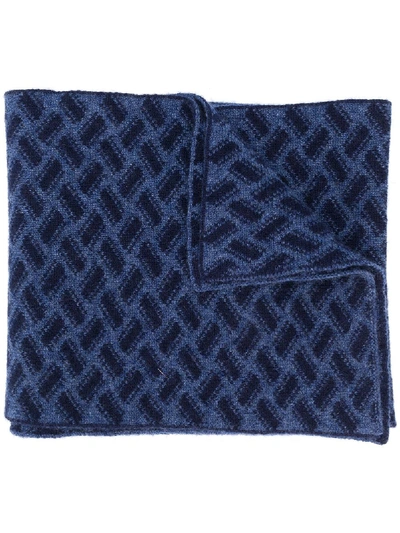 Drumohr Razor Blade Knitted Scarf In Blue