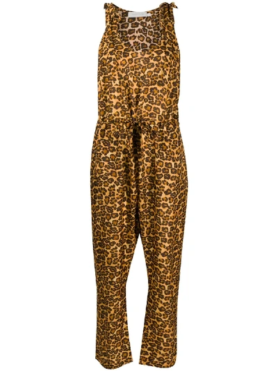 Shop Zimmermann Amelie Leopard Print Jumpsuit In Brown