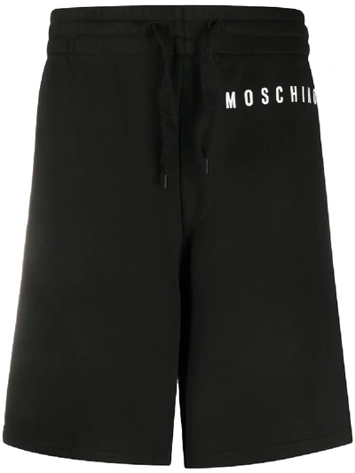 Shop Moschino Logo Print Track Shorts In Black