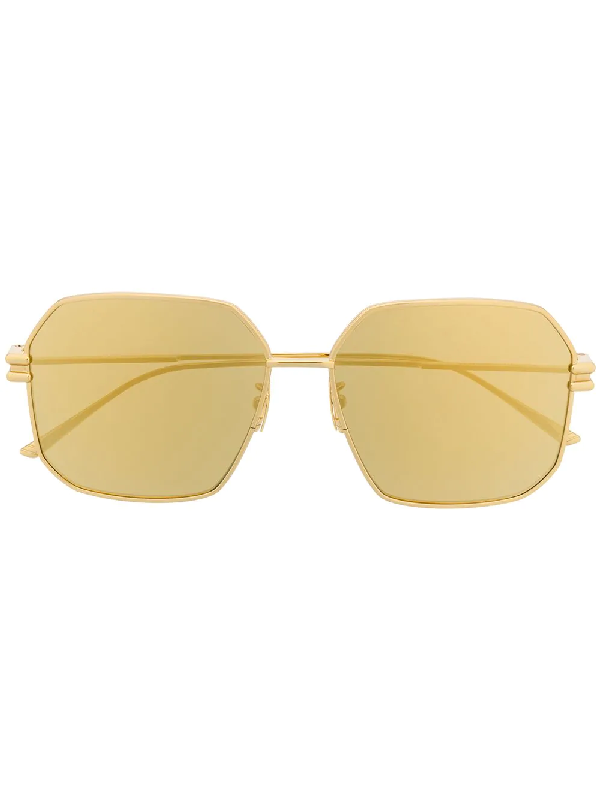 Bottega Veneta Geometric Frame Sunglasses In Gold | ModeSens