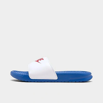 Shop Nike Women's Benassi Jdi Swoosh Slide Sandals In Game Royal/university Red/white