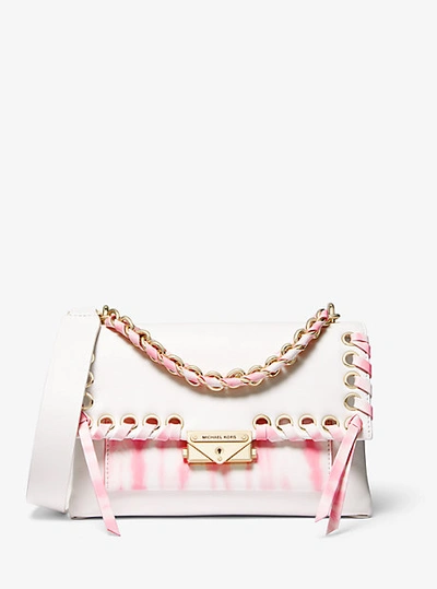 Shop Michael Kors Cece Medium Tie Dye Leather Shoulder Bag In Pink