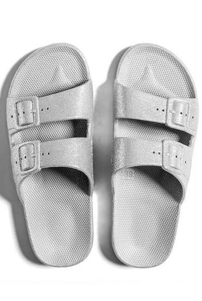 Shop Freedom Moses Bling Slides In Silver