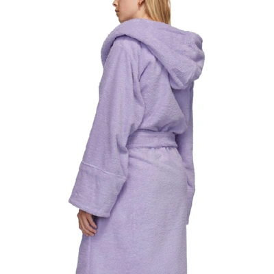 TEKLA 紫色有机棉连帽浴袍