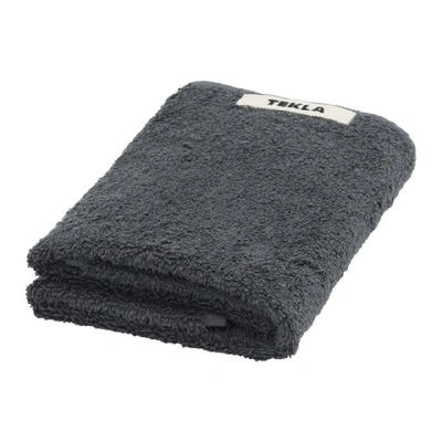 Shop Tekla Grey Organic Hand Towel In Ash Black