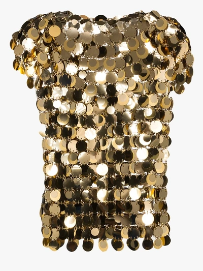 Shop Paco Rabanne Sequin Chain Mail Top In Gold