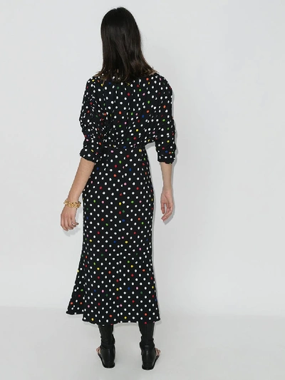 Shop Christopher Kane Coin Dot Gathered Midi Dress In Black