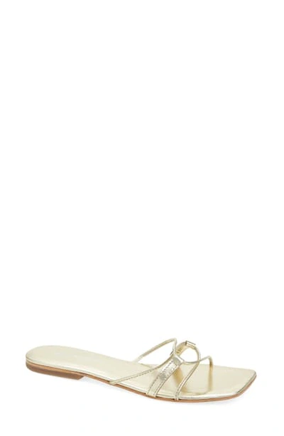 Shop Jeffrey Campbell Addison Square Toe Slide Sandal In Gold