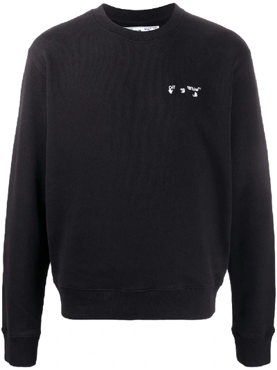 Shop Off-white Logo-print Crew-neck Sweatshirt In Black