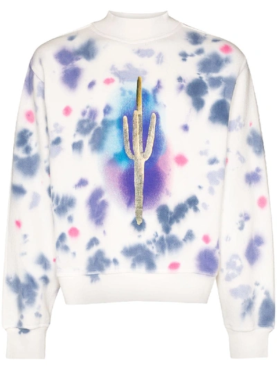 Shop Palm Angels Tie-dye Cactus Sweatshirt In Blue