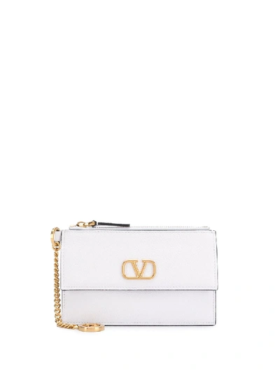 Shop Valentino Vlogo Pebbled Wallet In White