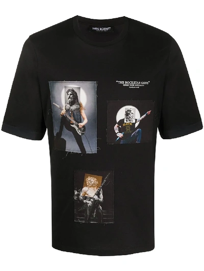Shop Neil Barrett Rockstar Gods Print T-shirt In Black
