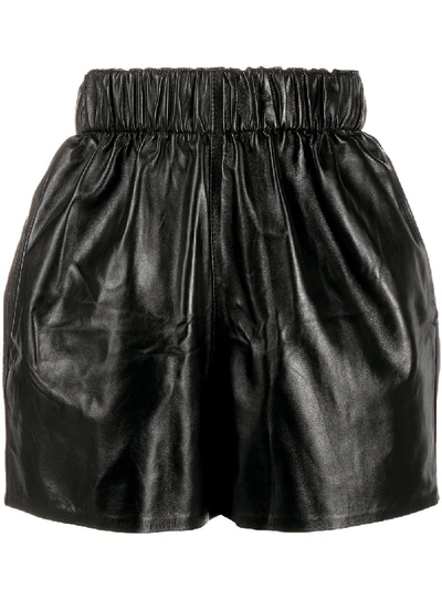 Shop Manokhi Elasticated Ruched Shorts In Black