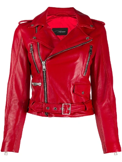 Shop Manokhi Belted Biker Jacket In Red