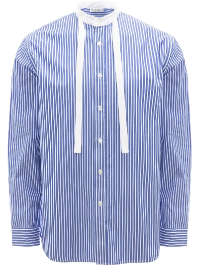 Shop Jw Anderson Grandad Neck Tie Striped Shirt In Blue