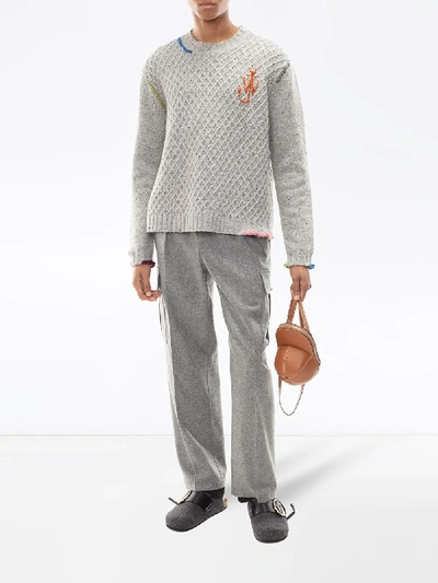 Shop Jw Anderson Crew Neck Knitted Jumper In Grey