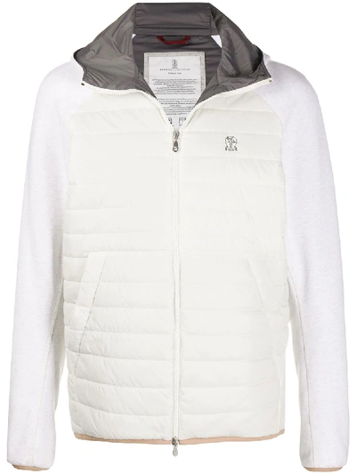 Shop Brunello Cucinelli Zipped Hooded Jacket In White