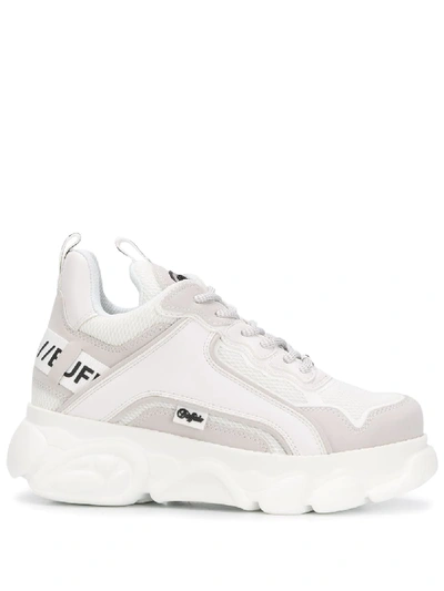 Shop Buffalo Panelled Platform Sneakers In White