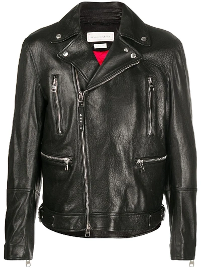 Shop Alexander Mcqueen Zip-front Biker Jacket In Black