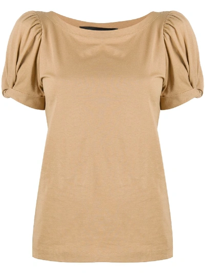 Shop Federica Tosi Knotted Sleeves Blouse In Brown