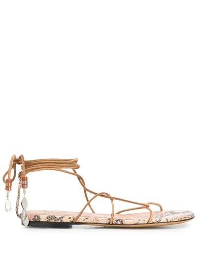 Shop Isabel Marant Brown Leather Jindia Sandals