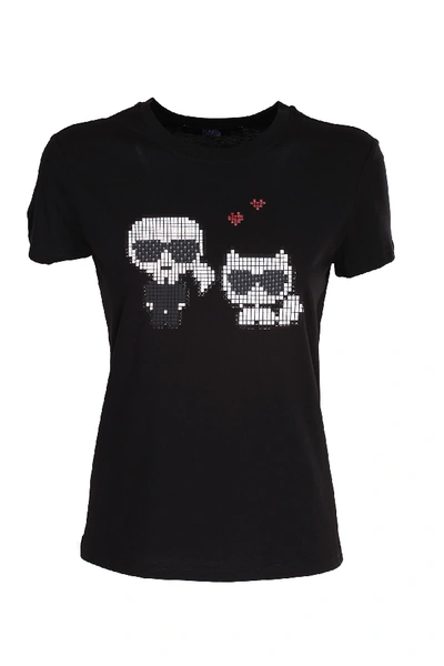 Shop Karl Lagerfeld Karl Pixel Choupette T-shirt In Nero