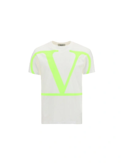 Shop Valentino T-shirt In Bianco/giallo Fluo