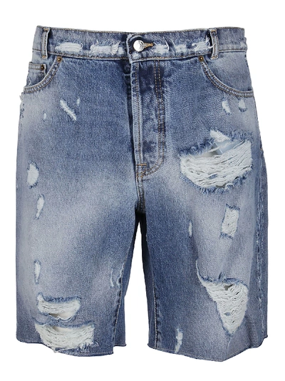 Shop Buscemi Blue Cotton Denim Shorts