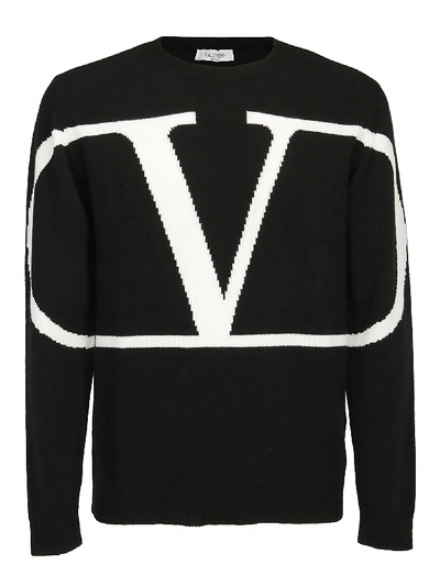 Shop Valentino Knit In Nero/avorio